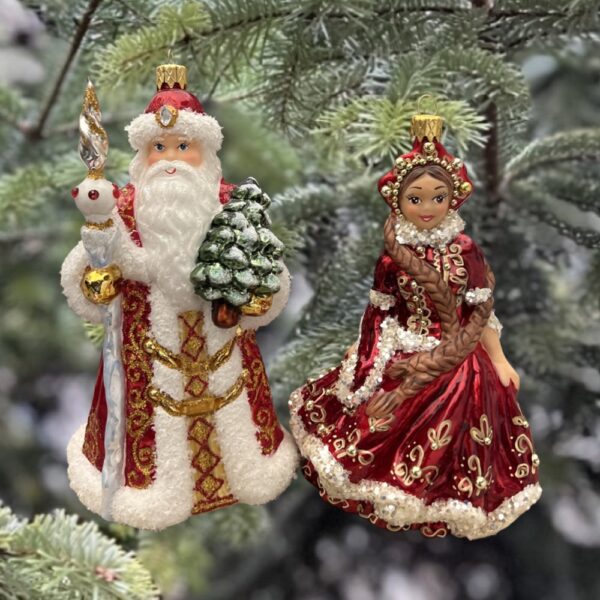 Mikołaj z wnuczką Śnieżką komplet czerwony
