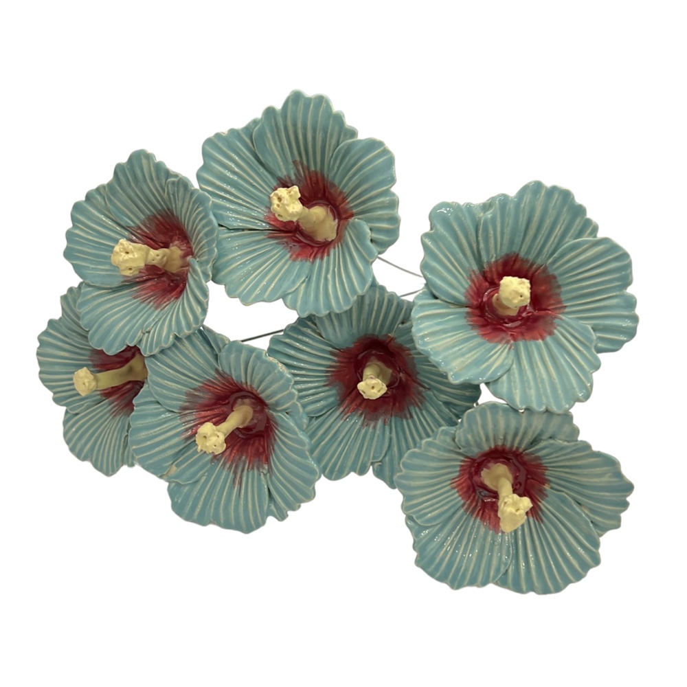 Kwiat ceramiczny Hibiskus turkusowy